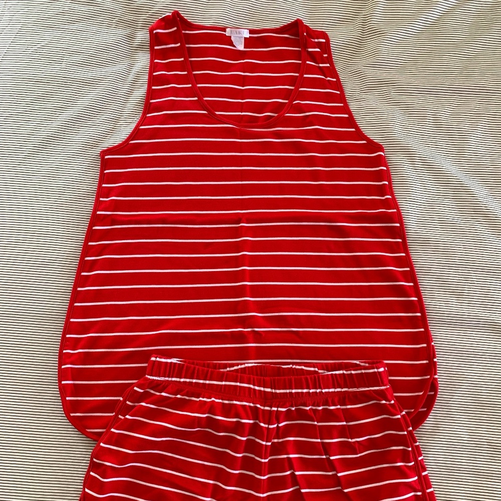 Lake Pajamas Pima Tank-Short Set in Geranium